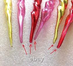 6 Very Rare Vintage Russian USSR Glass Christmas Old Ornaments Long Icicles 13'