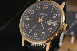 Double calendar Russian USSR vintage classic style wrist watch RAKETA cal. 2628