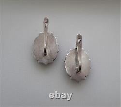 LARGE Vintage Russian USSR Handmade Sterling Silver Alexandrite Dangle Earrings