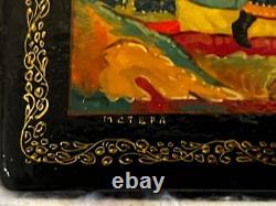Old Vintage Hand Painted Russian Russia Lacquered Jewelry Box in Original Tags