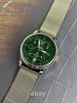 Pobeda Watch Masonic Mechanical USSR Soviet Wrist Russian Men Green Vintage Rare