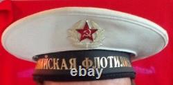 RARE VINTAGE Caspian Flotilla RUSSIAN USSR SOVIET UNION SAILOR NAVY HAT CAP