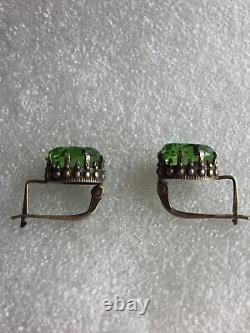 Rare old antique earrings silver 875 Russian Soviet vintage USSR