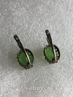 Rare old antique earrings silver 875 Russian Soviet vintage USSR
