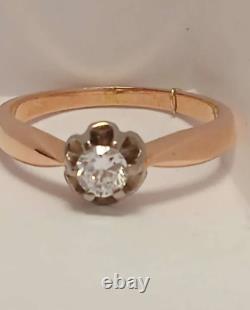 Ring Vintage USSR Russian Jewelry Rose Gold 14K? 583 Star A296