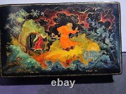 Russian Vintage Lacquer Box, Village Palekh 1964 Rare Signed