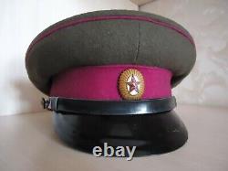 = Soviet (Russian USSR) Vintage Cap w Raspberry Piping & WoolenTop marked 1960 =