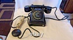 Vintage 1950s Russian Telephone, Black Bakelite, Carbonlite Rotary Dial, USSR