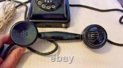 Vintage 1950s Russian Telephone, Black Bakelite, Carbonlite Rotary Dial, USSR