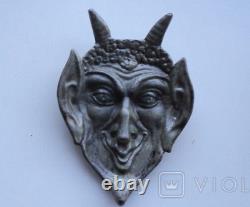 Vintage Ashtray Devil Face Metal Russian Soviet Marked Decor Ears Smile Rare Old