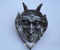 Vintage Ashtray Devil Face Metal Russian Soviet Marked Decor Ears Smile Rare Old
