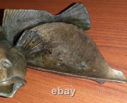 Vintage Ashtray Goby Fish Decor Marked NIMOR Bronze Russian Soviet Rare Old 20th