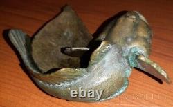 Vintage Ashtray Goby Fish Decor Marked NIMOR Bronze Russian Soviet Rare Old 20th