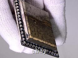 Vintage Big Jewelry Pin Soviet Russian USSR 875 Silver Ural Woman's Brooch Stone
