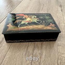Vintage Large 1975 Russian Lacquer Box Made In USSR Artist Signed W Certificate