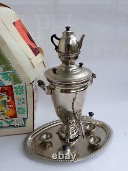 Vintage Old Rare Soviet Russian Ussr Souvenir Decorative Samovar Tea Set + Box