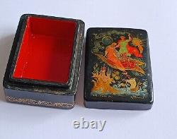Vintage Palekh Soviet Russian lacquered hand painted old miniature box
