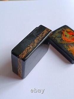 Vintage Palekh Soviet Russian lacquered hand painted old miniature box