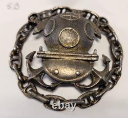 Vintage Rare Russian USSR Diver Chain Link Badge Pin Military Insignia