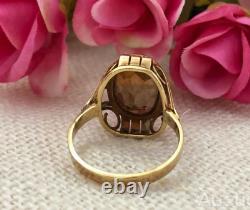 Vintage Ring Gold 585 14K Citrine Women's Jewelry Russian Soviet USSR Rare Old