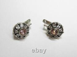 Vintage Russian Earrings Sterling Silver 925 Amethyst, Women's Jewelry
