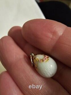 Vintage Russian Guilloche Egg Miniature Pendant Hand Painted