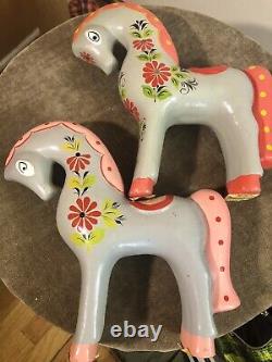 Vintage Russian Horse Hand Painted Khokhloma Style Wooden Lacquer Made in USSR 3