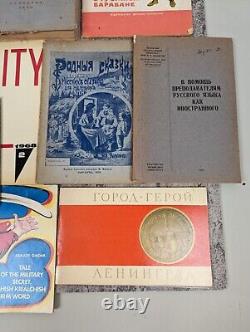 Vintage Russian Lot Cold War USSR Paperwork Books Soviet Pamphlets Propaganda