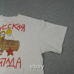Vintage Russian Russia Shirt Mens Large Funny White 1996 90s Short Sleeve RARE