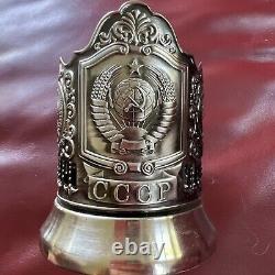 Vintage Russian Soviet Era Filigree Tea Glass Holder Podstakannik Only