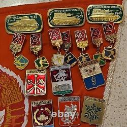 Vintage Russian Soviet Military Pin Award Lot of 82 CCCP Pinbacks On A Pendant