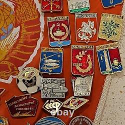 Vintage Russian Soviet Military Pin Award Lot of 82 CCCP Pinbacks On A Pendant