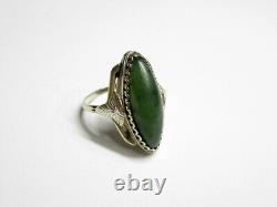 Vintage Russian Soviet Sterling Silver 875 Ring Jade USSR, Women's Jewelry 9