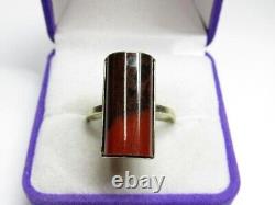 Vintage Russian Soviet Sterling Silver 875 Ring Jasper, Women's Jewelry Size 8.5