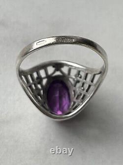 Vintage Russian Soviet Sterling Silver 875 Ring Ruby USSR, Jewelry 11