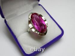 Vintage Russian Soviet Sterling Silver 875 Ring Ruby USSR, Women's Jewelry 6.5