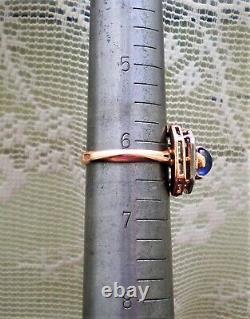 Vintage Russian USSR 14K 585 Rose Pink White Gold Sapphire CZ Cluster Halo Ring