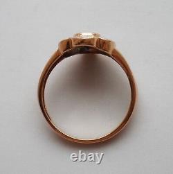 Vintage Russian USSR 14K 585 Rose Pink White Gold Sapphire Diamond Ring