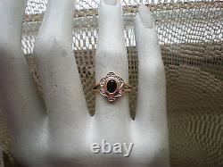 Vintage Russian USSR 14K 585 Rose Pink White Gold Sapphire Diamond Ring