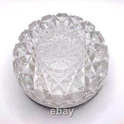 Vintage Russian / USSR Crystal Candy / Caviar Bowl Sterling Silver 875 Rim