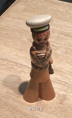Vintage Russian USSR Hand Painted Wooden Sailor/Soldier Figurine Folk Art Rare 8