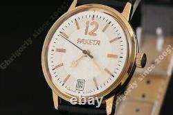 Vintage Russian USSR calendar classic style wrist watch Raketa cal. 2614