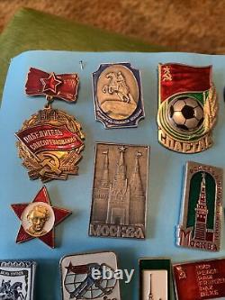 Vintage Russian USSR pins HUGE Lot Of Over 40 Different Pins Badges Olympics