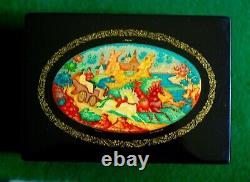 Vintage Russian USSR signed hand-painted Lacquer Box, circa 1960s