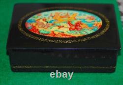 Vintage Russian USSR signed hand-painted Lacquer Box, circa 1960s
