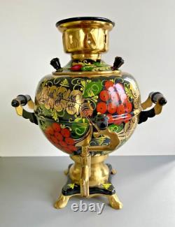 Vintage Soviet Russian Electric Set Samovar Hand Painted 3L Teapot Kettle USSR