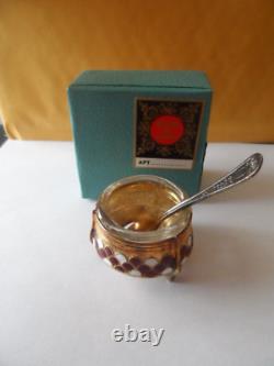 Vintage Soviet Russian Salt Cellar Dip Bow Pot w Spoon in original Box made USSR