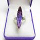 Vintage Soviet Sapphire Marquise Ring Russian Sterling Silver 875 Size 7.5 Ussr