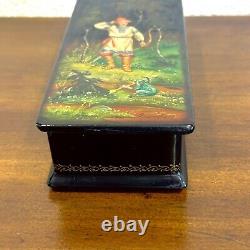 Vintage USSR 1990 FEDOSKINO Miniature Lacquer box Princess Frog Signed