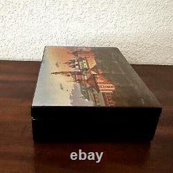 Vintage USSR FEDOSKINO Miniature Black Lacquer Box Very Large Rare